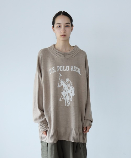 U.S. POLO ASSN.(ユーエスポロアッスン)の「U.S. POLO ASSN. / ユーエスポロアッスン 別注 コラボ オーバーサイズ ロゴ ジャガード クルーネックニット(ニット/セーター・メンズ・ネイビー/ベージュ/グリーン/ブラック・MEDIUM/LARGE)」の18枚目の写真