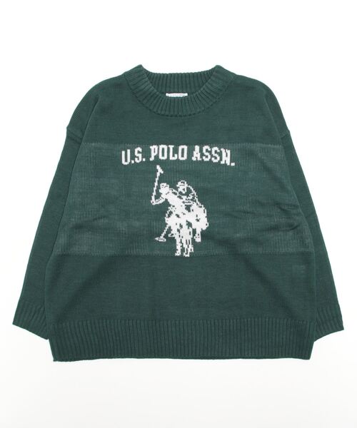 U.S. POLO ASSN.(ユーエスポロアッスン)の「U.S. POLO ASSN. / ユーエスポロアッスン 別注 コラボ オーバーサイズ ロゴ ジャガード クルーネックニット(ニット/セーター・メンズ・ネイビー/ベージュ/グリーン/ブラック・MEDIUM/LARGE)」の22枚目の写真