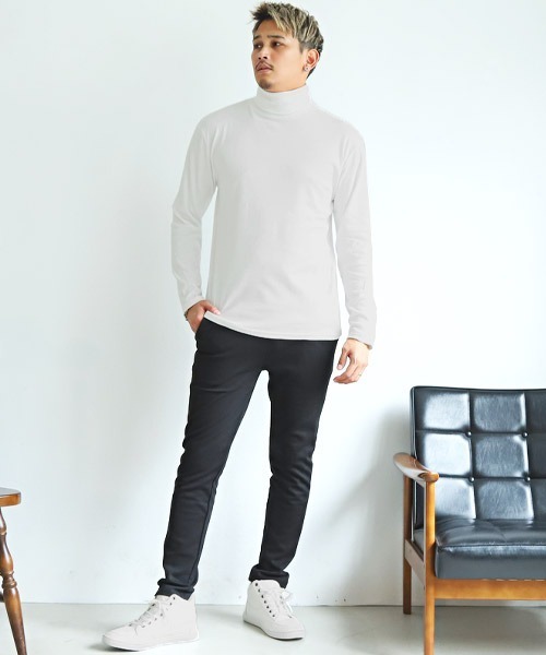 LUXSTYLE(ラグスタイル)の「スムースタートルネックロンT(Tシャツ/カットソー・メンズ・ホワイト/ブラック・M/L/XL)」の3枚目の写真