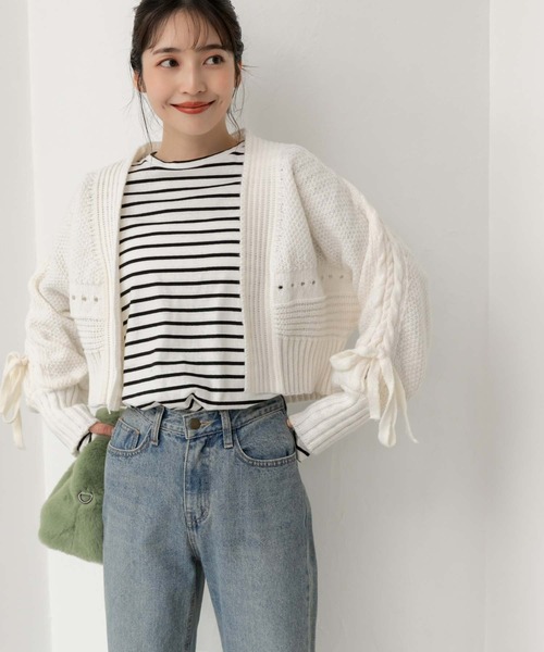 fifth（フィフス）の「フィンガーホールロンT（Tシャツ/カットソー・レディース・ホワイト×ブラック/ブラック/ホワイト・M）」の2枚目の写真