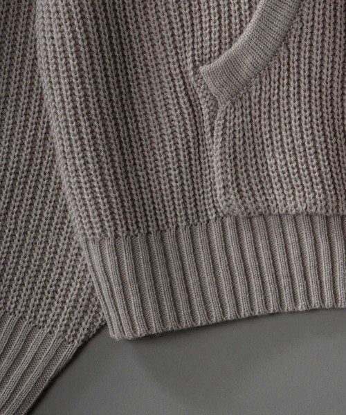 SITRY（シトリー）の「wide silhouette Knit hoodie/ワイドシルエット ニット フーディー/パーカー（ニット/セーター・メンズ・ライトグレー/ブラック/テラコッタ・M/L）」の8枚目の写真