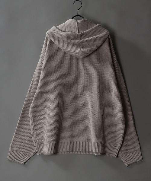 SITRY（シトリー）の「wide silhouette Knit hoodie/ワイドシルエット ニット フーディー/パーカー（ニット/セーター・メンズ・ライトグレー/ブラック/テラコッタ・M/L）」の6枚目の写真