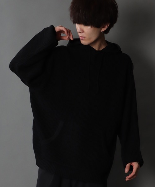 SITRY（シトリー）の「wide silhouette Knit hoodie/ワイドシルエット ニット フーディー/パーカー（ニット/セーター・メンズ・ライトグレー/ブラック/テラコッタ・M/L）」の17枚目の写真