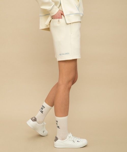 le coq sportif（ルコックスポルティフ）の「【WEB限定カプセルコレクション】 ダンボールスウェット　ハーフパンツ ルコック レディース スポーツ（スウェットパンツ・レディース・ホワイト/ピンク/ブルー/ブラック・M(M)/L/XL/SS/S）」の22枚目の写真