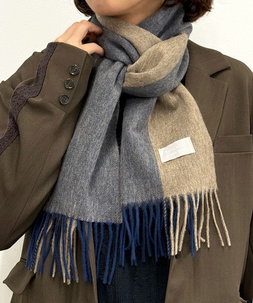 SETUP7（セットアップセブン）の「【SETUP7】選べるバリエーション！ ウールマフラー フリンジ/チェック柄/無地/クリスマス/ギフト/プレゼント CLIR◎（マフラー・レディース・オレンジ/ブルー/ワイン/ベージュ/ネイビー/グレー/モカ/ブラック系2/ライトグレー/ライトベージュ/ブラック/ネイビー系2/チャコールグレー/ブラック系その他/バーガンディー/グリーン/ブラック系その他2/ベージュ系その他3/ネイビー系3/グレイッシュベージュ/ブルー系その他2/グリーン系その他2/アイボリー/グレー系その他5/グレー系その他4/グレー系その他3/ブラック系その他5/ブラック系その他4/ブラック系その他3/キャメル/イエロー/ブルー系その他3/オレンジ系その他2/レッド・FREE）」の11枚目の写真