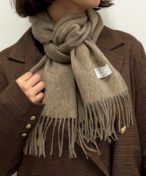 SETUP7（セットアップセブン）の「【SETUP7】選べるバリエーション！ ウールマフラー フリンジ/チェック柄/無地/クリスマス/ギフト/プレゼント CLIR◎（マフラー・レディース・オレンジ/ブルー/ワイン/ベージュ/ネイビー/グレー/モカ/ブラック系2/ライトグレー/ライトベージュ/ブラック/ネイビー系2/チャコールグレー/ブラック系その他/バーガンディー/グリーン/ブラック系その他2/ベージュ系その他3/ネイビー系3/グレイッシュベージュ/ブルー系その他2/グリーン系その他2/アイボリー/グレー系その他5/グレー系その他4/グレー系その他3/ブラック系その他5/ブラック系その他4/ブラック系その他3/キャメル/イエロー/ブルー系その他3/オレンジ系その他2/レッド・FREE）」の15枚目の写真