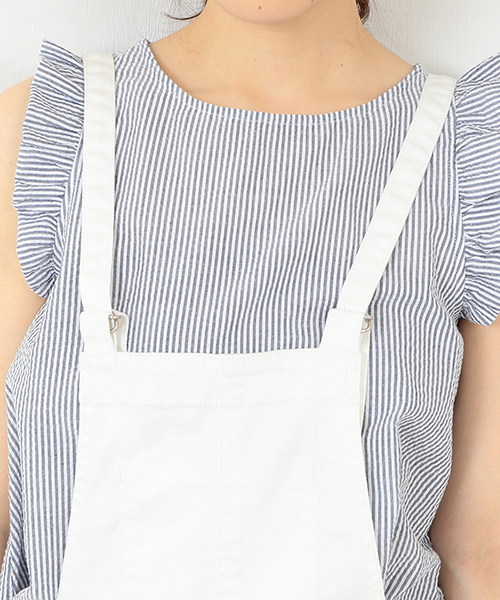 Ray BEAMS（レイビームス）の「Ray BEAMS / ストレッチデニムサロペット（サロペット/オーバーオール・レディース・オフホワイト/ブルー系その他・0/1）」の5枚目の写真