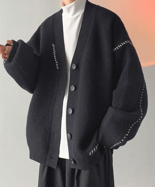 NOWLE（ノウル）の「【NOWLE】ハンドステッチ Vネック ニット カーディガン（カーディガン/ボレロ・メンズ・ホワイト/ブラック・MEDIUM/LARGE/X-LARGE）」の13枚目の写真