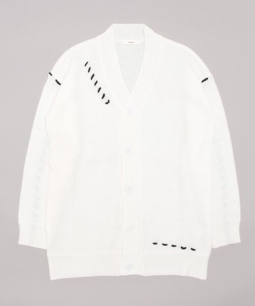 NOWLE（ノウル）の「【NOWLE】ハンドステッチ Vネック ニット カーディガン（カーディガン/ボレロ・メンズ・ホワイト/ブラック・MEDIUM/LARGE/X-LARGE）」の21枚目の写真