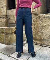 【M・Lサイズ展開】フロントスリットデニムパンツ