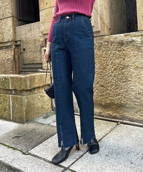 prose verse（プロズヴェール）の「【M・Lサイズ展開】フロントスリットデニムパンツ（デニムパンツ・レディース・ブルー/ネイビー・MEDIUM/LARGE）」の7枚目の写真