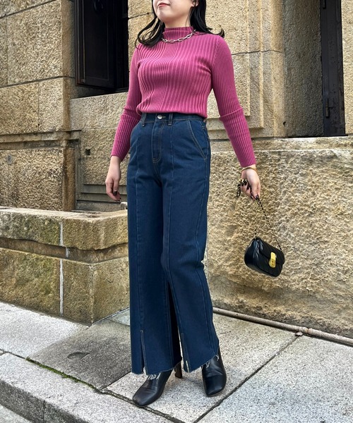 prose verse（プロズヴェール）の「【M・Lサイズ展開】フロントスリットデニムパンツ（デニムパンツ・レディース・ブルー/ネイビー・MEDIUM/LARGE）」の8枚目の写真