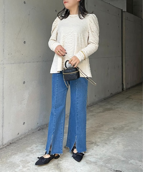 prose verse（プロズヴェール）の「【M・Lサイズ展開】フロントスリットデニムパンツ（デニムパンツ・レディース・ブルー/ネイビー・MEDIUM/LARGE）」の6枚目の写真