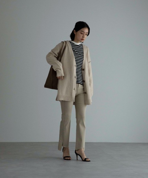 marjour（マージュール）の「STITCH KNIT CARDIGAN（カーディガン/ボレロ・レディース・ベージュ/チャコールグレー・M）」の10枚目の写真