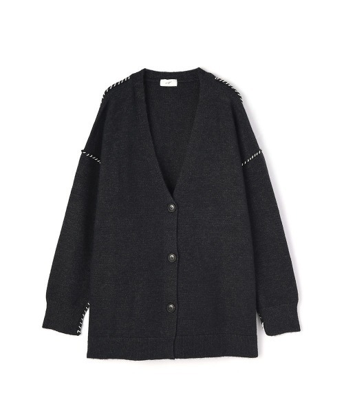 marjour（マージュール）の「STITCH KNIT CARDIGAN（カーディガン/ボレロ・レディース・ベージュ/チャコールグレー・M）」の12枚目の写真