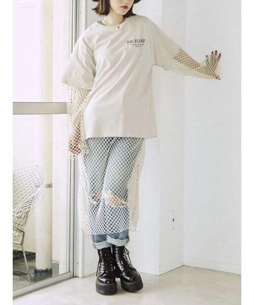 jouetie（ジュエティ）の「オーバーメッシュロングトップス（ワンピース・レディース・オフホワイト/ブラック/グリーン/パープル・MEDIUM）」の13枚目の写真