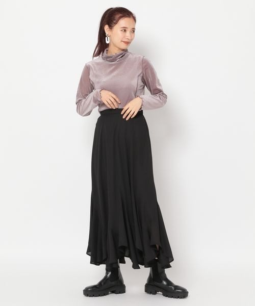 mysty woman(ミスティウーマン)の「ベロアハイネックプルオーバー 183866(Tシャツ/カットソー・レディース・ホワイト/ブラック/グレー/ピンク・FREE)」の7枚目の写真