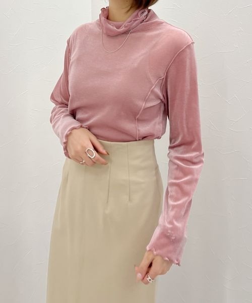 mysty woman(ミスティウーマン)の「ベロアハイネックプルオーバー 183866(Tシャツ/カットソー・レディース・ホワイト/ブラック/グレー/ピンク・FREE)」の21枚目の写真