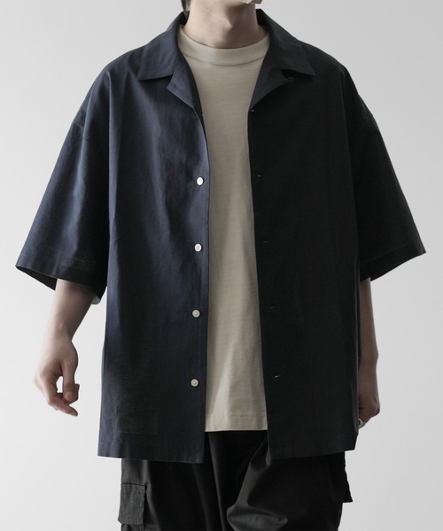 RUUBON】linen open collar shirt / リネン オープンカラー