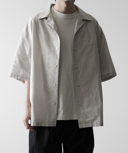 RUUBON】linen open collar shirt / リネン オープンカラーシャツ