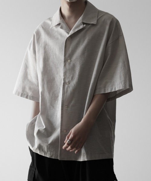 RUUBON】linen open collar shirt / リネン オープンカラー