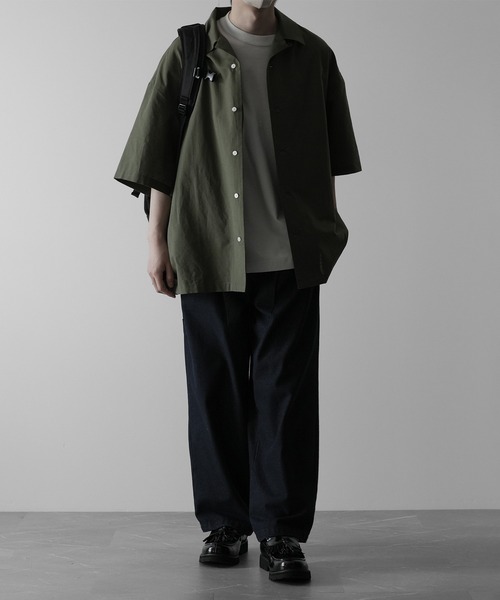 oldman's tailor コットンリネン オープンカラーシャツ ブラック LINEN OPEN COLLAR SHIRT（リネンオープンカラーシャツ