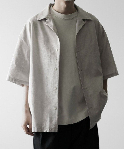 RUUBON（ルーボン）の「【RUUBON】linen open collar shirt / リネン オープンカラーシャツ（シャツ/ブラウス・メンズ・ネイビー/カーキ/ナチュラル/ブラウン/ベージュ・S/M/L）」の7枚目の写真
