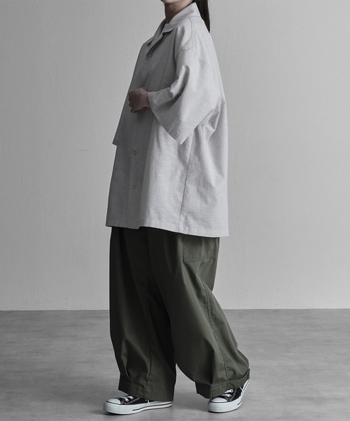 セール】【RUUBON】linen open collar shirt / リネン オープン