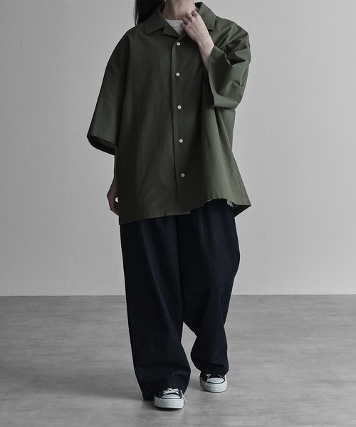 RUUBON（ルーボン）の「【RUUBON】linen open collar shirt / リネン オープンカラーシャツ（シャツ/ブラウス・メンズ・ネイビー/カーキ/ナチュラル/ブラウン/ベージュ・S/M/L）」の10枚目の写真