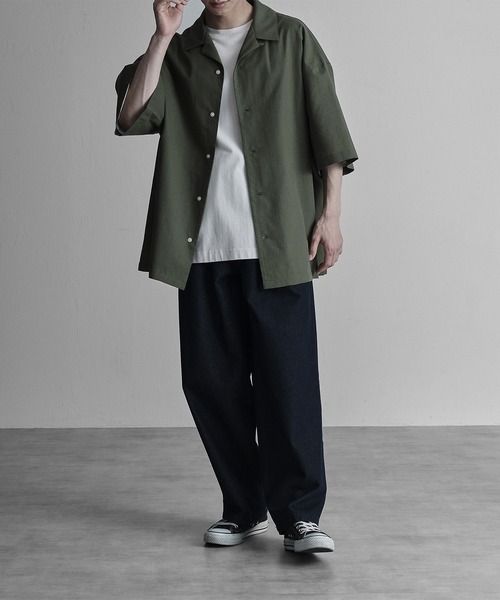 RUUBON（ルーボン）の「【RUUBON】linen open collar shirt / リネン オープンカラーシャツ（シャツ/ブラウス・メンズ・ネイビー/カーキ/ナチュラル/ブラウン/ベージュ・S/M/L）」の14枚目の写真