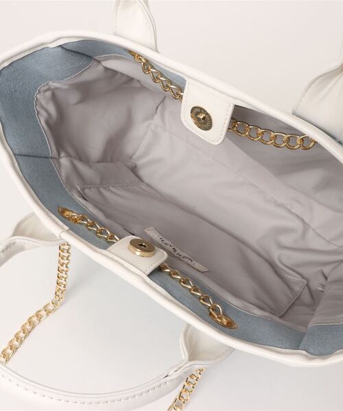 MISCH MASCH（ミッシュマッシュ）の「チェーンショルダートート（トートバッグ・レディース・ベージュ/ブルー系その他/ブラック・FREE）」の7枚目の写真