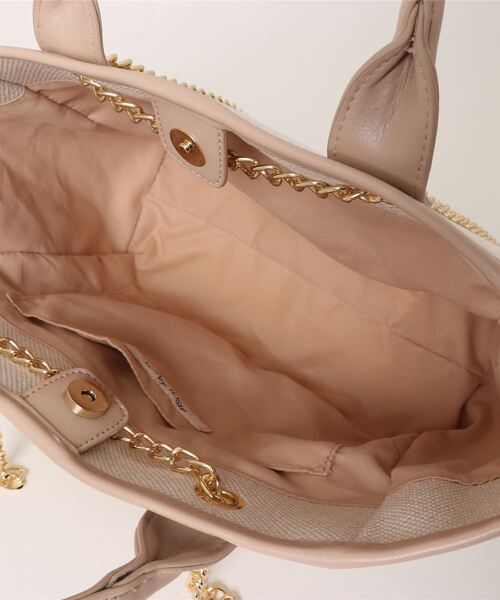 MISCH MASCH（ミッシュマッシュ）の「チェーンショルダートート（トートバッグ・レディース・ベージュ/ブルー系その他/ブラック・FREE）」の4枚目の写真