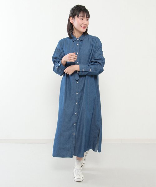 LBC（エルビーシー）の「LBC デニム切り替えシャツワンピース（シャツワンピース・レディース・ネイビー/ブラック・M）」の16枚目の写真