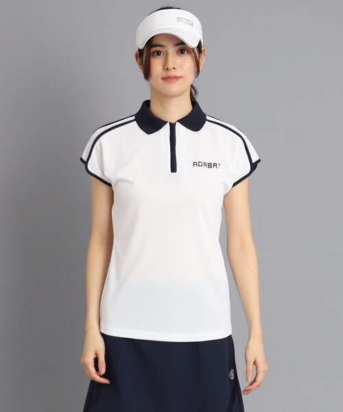 adabat（アダバット）の「◆【日本製】ショルダーラインデザイン ハーフジップポロシャツ（ポロシャツ・レディース・ダークネイビー/ホワイト・42/36/40/38）」の18枚目の写真