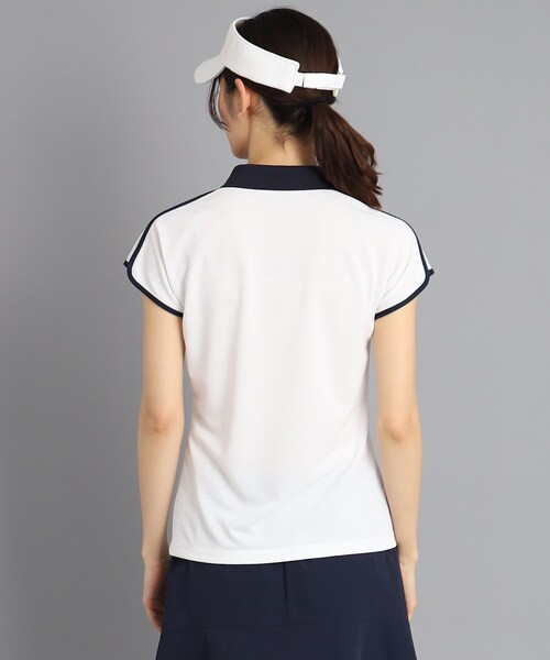 adabat（アダバット）の「◆【日本製】ショルダーラインデザイン ハーフジップポロシャツ（ポロシャツ・レディース・ダークネイビー/ホワイト・42/36/40/38）」の20枚目の写真