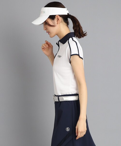 adabat（アダバット）の「◆【日本製】ショルダーラインデザイン ハーフジップポロシャツ（ポロシャツ・レディース・ダークネイビー/ホワイト・42/36/40/38）」の12枚目の写真