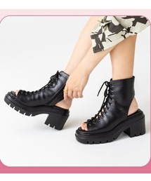 ABC-MART | ABC SELECT エービーシーセレクト PL LACE B-SND 8 プラットレースアップブーツサンダル 8 W3028 BLACK(ブーツ)