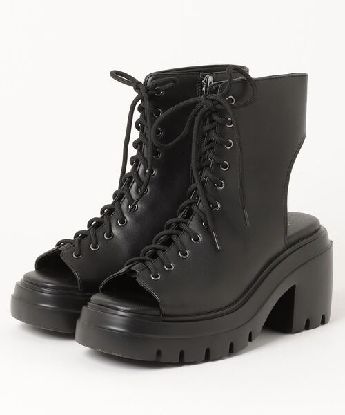 ABC-MART(エービーシーマート)の「ABC SELECT エービーシーセレクト PL LACE B-SND 8 プラットレースアップブーツサンダル 8 W3028 BLACK(ブーツ・レディース・ブラック・MEDIUM/SMALL/LARGE/X-LARGE)」の2枚目の写真