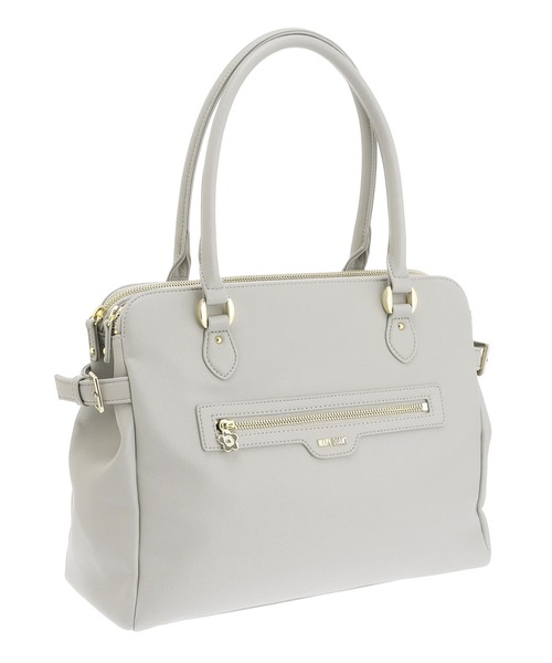 美品 マリークワント A4収納可 フロントファスナー横型 トート ブラック MARY QUANT（マリークワント）の「フロントファスナー横型