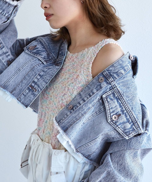 w closet（ダブルクローゼット）の「ショート丈デニムジャケット（デニムジャケット・レディース・ケミカルウォッシュ・FREE）」の9枚目の写真