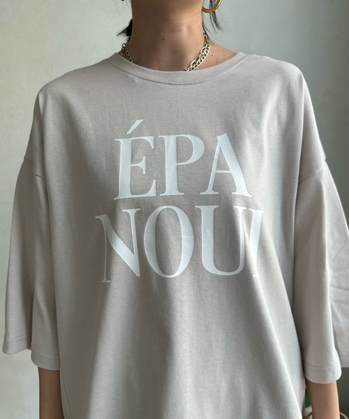 DouDou（ドゥドゥ）の「袖スリットロゴTEE（Tシャツ/カットソー・レディース・ベージュ/ピンク/オフホワイト/ライトグリーン・FREE）」の17枚目の写真