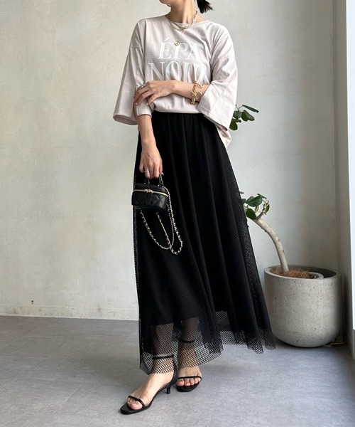 DouDou（ドゥドゥ）の「袖スリットロゴTEE（Tシャツ/カットソー・レディース・ベージュ/ピンク/オフホワイト/ライトグリーン・FREE）」の7枚目の写真