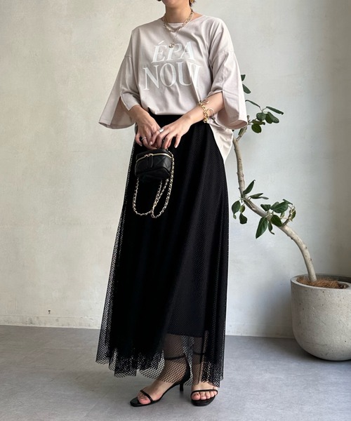 DouDou（ドゥドゥ）の「袖スリットロゴTEE（Tシャツ/カットソー・レディース・ベージュ/ピンク/オフホワイト/ライトグリーン・FREE）」の20枚目の写真