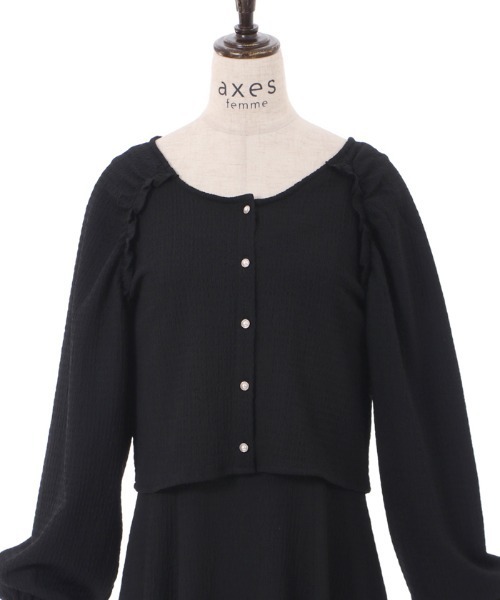 axes femme（アクシーズファム）の「カットカーディガン×ワンピースセットアップ（ワンピース・レディース・ブルーグリーン/クリーム/ブラック・FREE）」の7枚目の写真