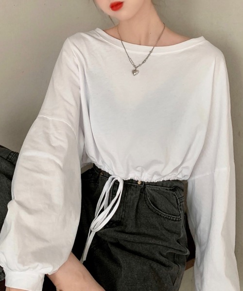 LADY LIKE(レディライク)の「裾ドロストショート丈トップス(Tシャツ/カットソー・レディース・ブラック/ホワイト/グレー・M)」の20枚目の写真