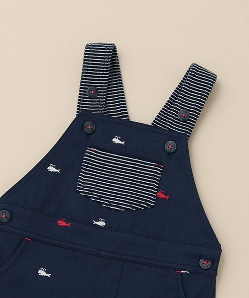sense of wonder（センスオブワンダー）の「クジラ刺しゅうサロペットパンツ（サロペット/オーバーオール・キッズ・ベージュ/ネイビー・70-80cm/80-90cm）」の4枚目の写真