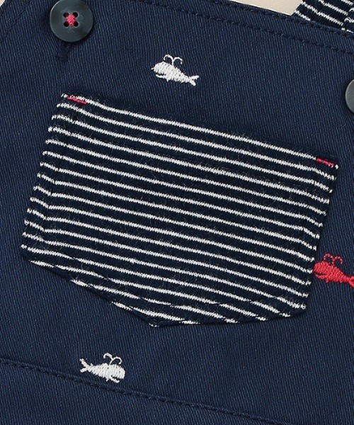 sense of wonder（センスオブワンダー）の「クジラ刺しゅうサロペットパンツ（サロペット/オーバーオール・キッズ・ベージュ/ネイビー・70-80cm/80-90cm）」の7枚目の写真