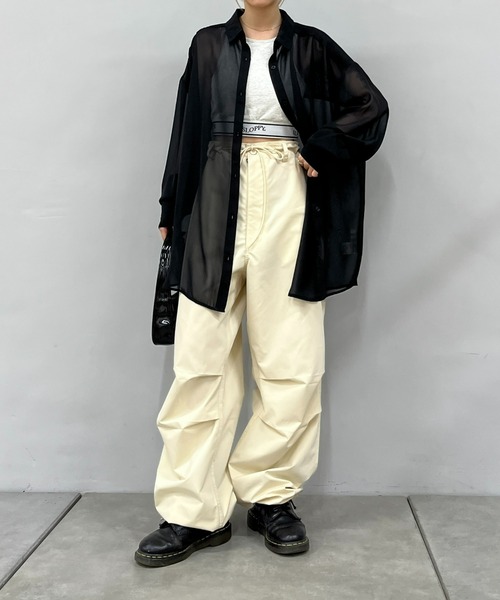 WHO'S WHO gallery（フーズフーギャラリー）の「シアーシャツ（シャツ/ブラウス・レディース・ホワイト/ブラック/ブラック系その他/ホワイト系その他/ピンク系その他/オレンジ系その他/ピンク/グリーン/オレンジ/グリーン系その他・SMALL/FREE）」の12枚目の写真