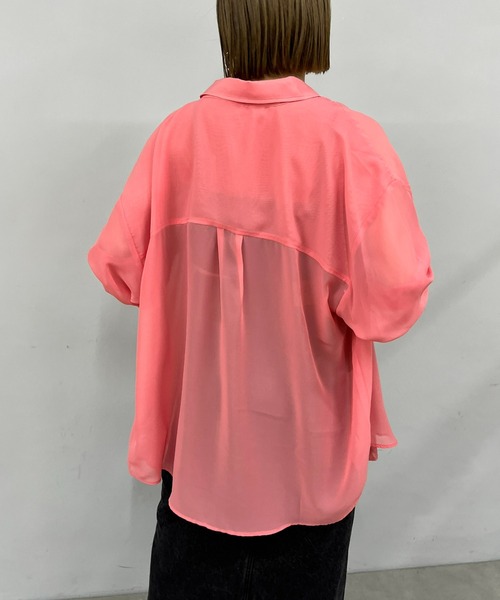 WHO'S WHO gallery（フーズフーギャラリー）の「シアーシャツ（シャツ/ブラウス・レディース・ホワイト/ブラック/ブラック系その他/ホワイト系その他/ピンク系その他/オレンジ系その他/ピンク/グリーン/オレンジ/グリーン系その他・SMALL/FREE）」の15枚目の写真