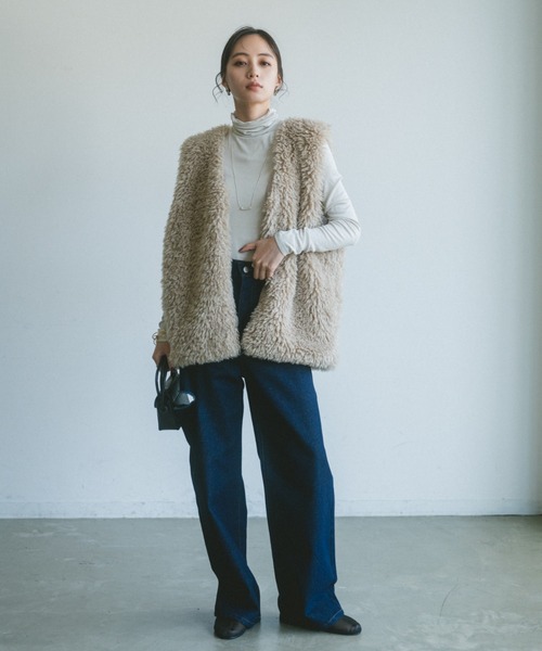 VANNIE U（ヴァニーユー）の「プードルファーベスト（ベスト・レディース・ベージュ/アイボリー・FREE）」の22枚目の写真